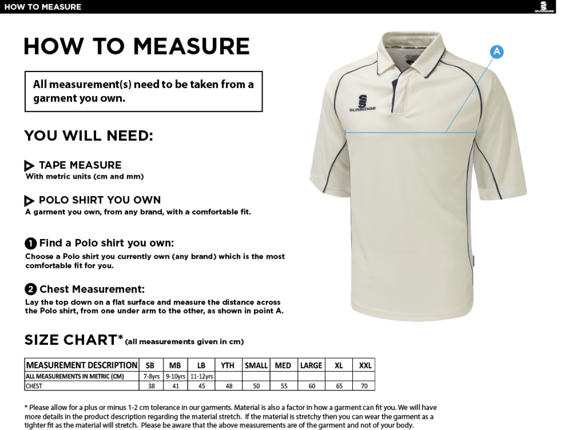 ISLE OF MAN CA - 3/4 PREMIER SHIRT - Size Guide