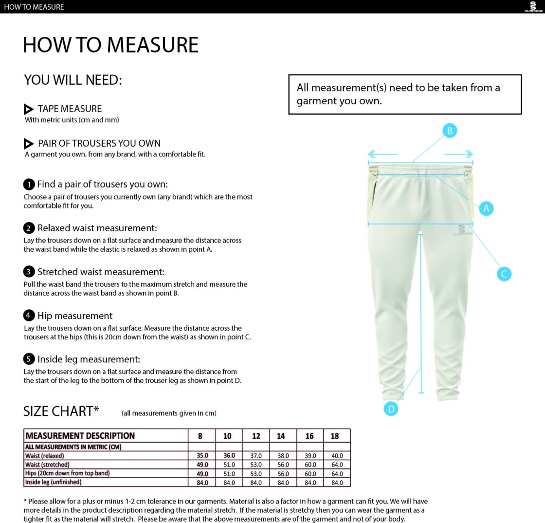 ISLE OF MAN CA Ergo Playing Women`s Pant - Size Guide