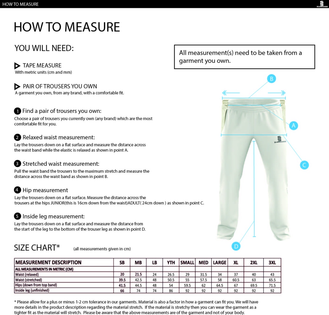 ISLE OF MAN CA - STANDARD PLAYING PANT - Size Guide