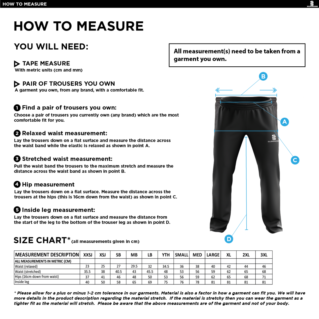 ISLE OF MAN CA Classic Tracksuit Pant With Thigh Length Zip Black Mens - Size Guide