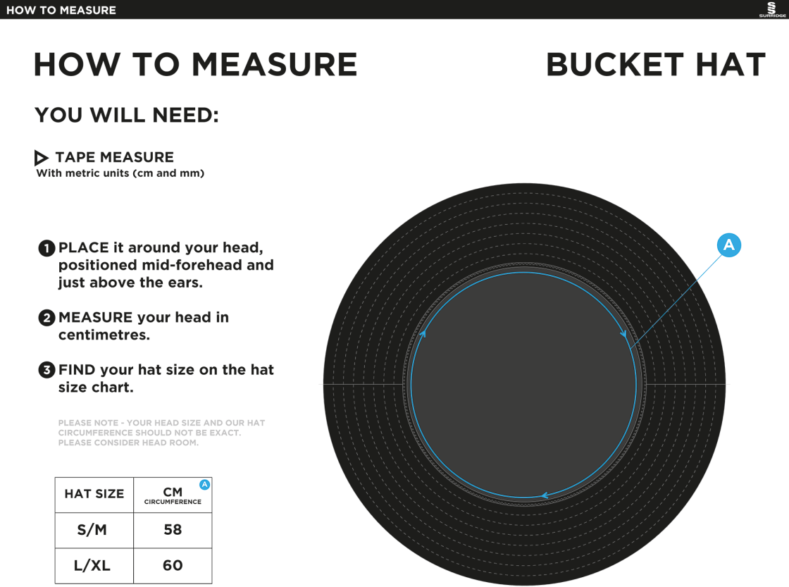 Dual Bucket Hat - Red - Size Guide
