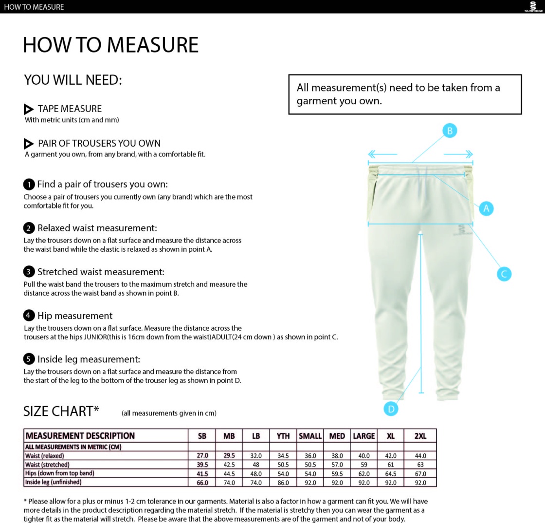 ISLE OF MAN CA - TEK TROUSERS - Size Guide