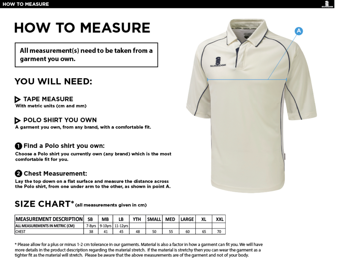 ISLE OF MAN CA - 3/4 PREMIER SHIRT - Size Guide