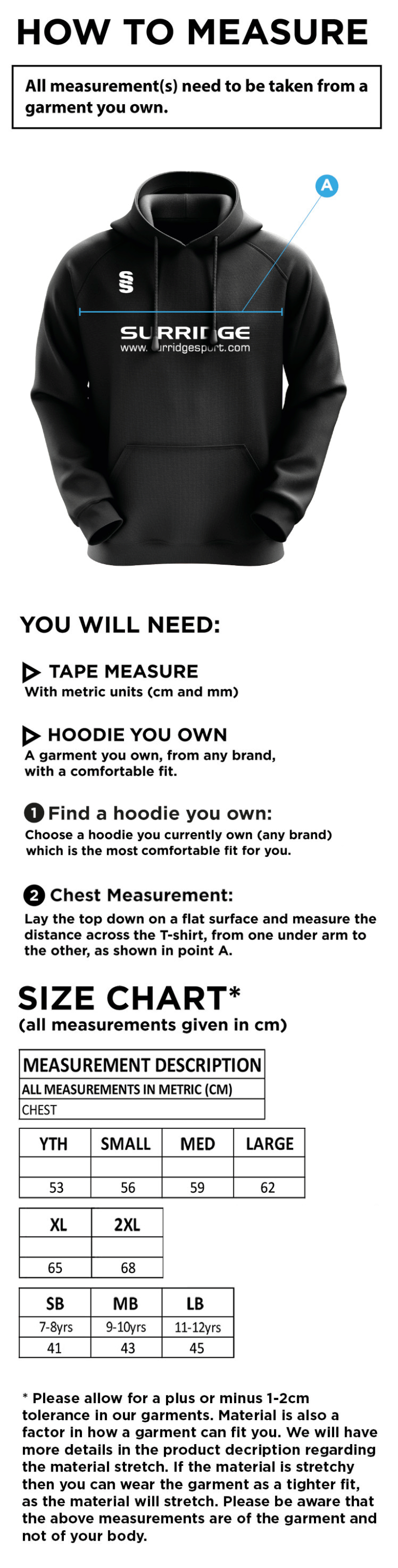 ISLE OF MAN CA - BLADE HOODY - Size Guide