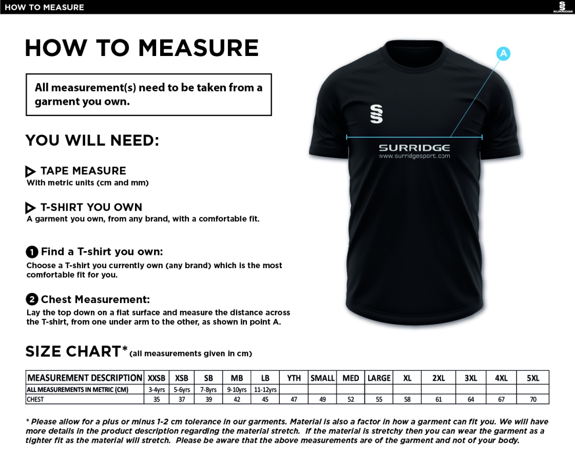 ISLE OF MAN CA - BLADE TRAINING SHIRT - Size Guide