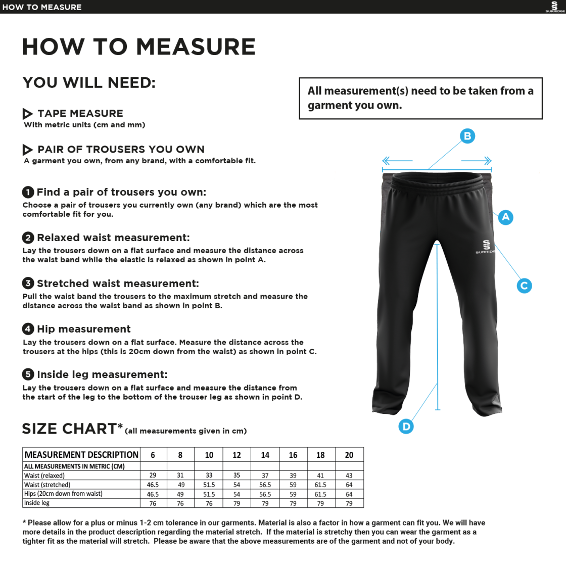 ISLE OF MAN CA Classic Tracksuit Pant With Thigh Length Zip Black Female - Size Guide
